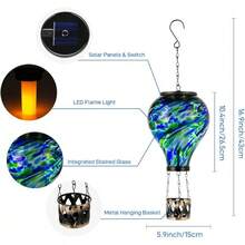 Starsoul Hot Balloon Solar Lantern With Flower Projection Metal Outdoor Waterproof Hot Balloon Solar Lights Hanging Lantern For Garden Yard Patio Decor - 紮染-H - 查看 6