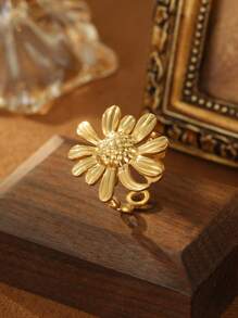 1 Stück vergoldeter Edelstahlring im Boho-Stil mit Sonnenblume, geeignet für den täglichen Gebrauch, Partys, Festivals, Strandurlaub, als Geschenk oder Sammlerstück