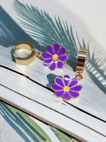1 Pair Elegant Daisy Flower Hoop Earrings For Women, Chic, Sweet Perfect For Summer
