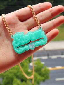 1 PC Colorful Acrylic Nameplate, Custom Necklace, Bling Name Necklace, Nameplate Necklace, Personalized Nameplate, Mother Day Gift, Gift For Her