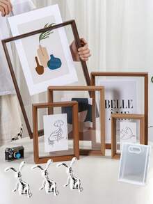 1个双面相框，高透明亚克力玻璃木塑复古相框，DIY相框，可用于放置照片。适用于客厅、卧室装饰、节日派对、生日礼物、家居装饰、室内装饰、创意桌面植物标本收纳、情人节礼物、毕业礼物、毕业季回忆照片收纳 - 彩色 - 查看 12