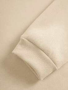 Unisex Plain Round Neck Sweatshirt Women Men Autumn/Winter Fashion Casual Coat Cold Weather Blouse - 米色 - 查看 2