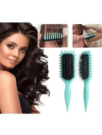 5pcs Hair Styling Set:Curly Hair Styling Brush, Curling Comb, 2025 Curly Hair Styling Brush, Ventilated Hair Brush For Shaping And Setting Curly Hair For Women (/Purple/Pink/Black/Beige/Rose Red)