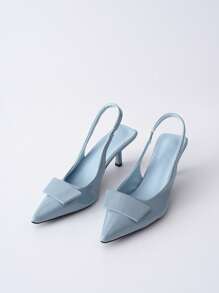 Clariva 2025春夏新款女士法式优雅尖头时尚百搭细高跟凉鞋，圣诞节冬季圣诞礼物 - 藍色 - 查看 1