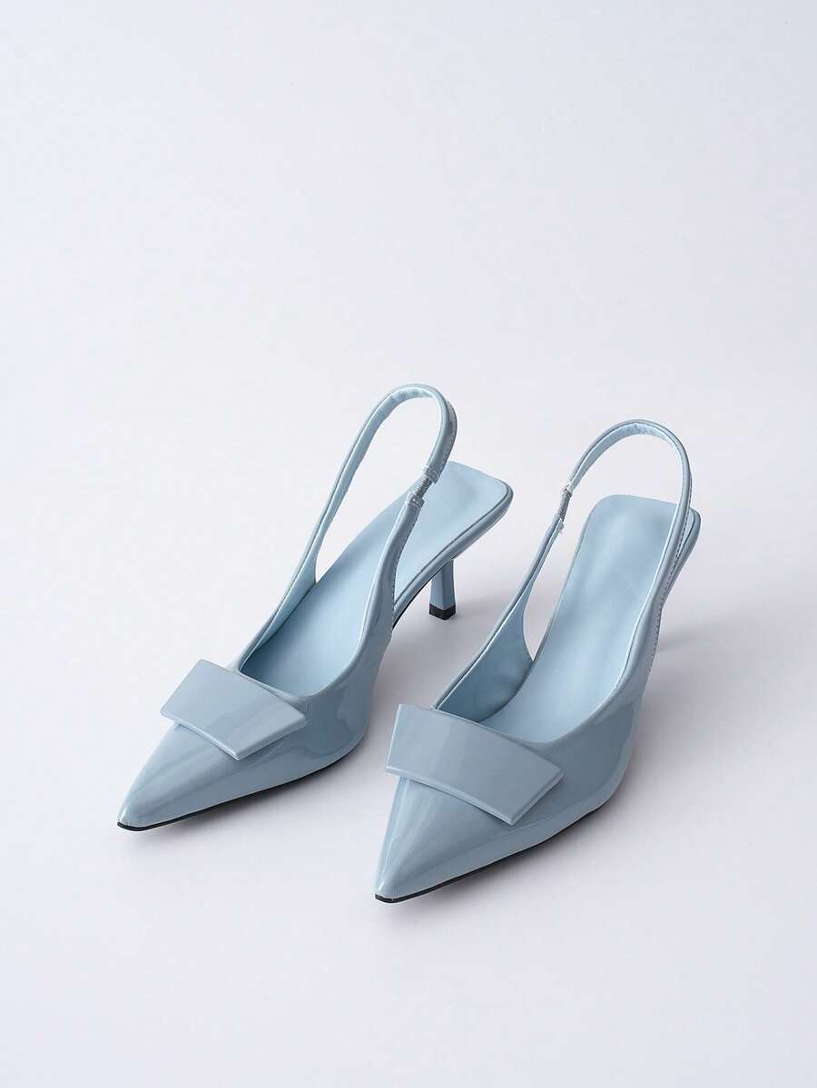 Clariva 2025春夏新款女士法式优雅尖头时尚百搭细高跟凉鞋，圣诞节冬季圣诞礼物 - 藍色 - 查看 1