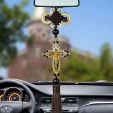 Estatuilla de Jesús, colgantes de cruz para coche, decoración colgante para automóvil, espejo retrovisor, accesorios de decoración de suspensión cristiana - 1 - Ver 5