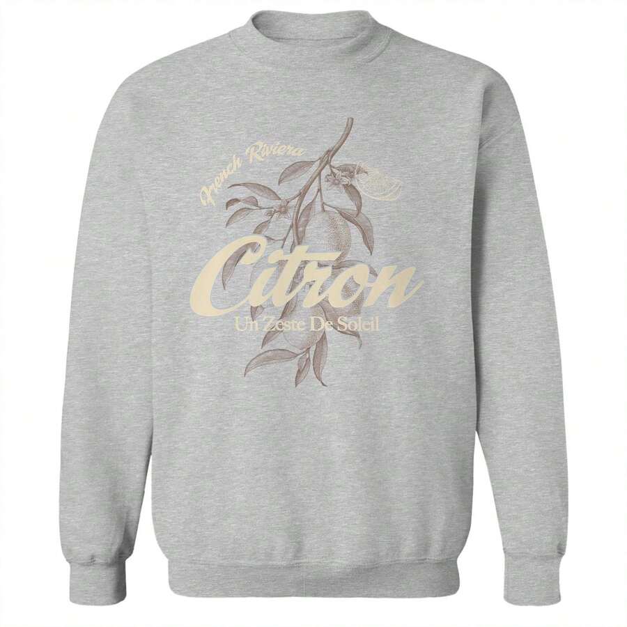 Social Collective  Citron Unisex Graphic Cotton Pullover Sweatshirt - Light Grey - View 1