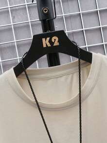 Men's Street Style Text Graphic Print Round Neck Short Sleeve T-Shirt And Sweatpants 2 Pieces Set - Khaki - View 4