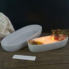 1pc Boat-Shaped Silicone Mold – Oval Resin & Cement Tray For Candle Making, Jewelry Storage, Succulent Planter, Candy Dish & Home Decor Display