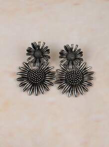 Pendientes exagerados retro tipo girasol, margarita, pendientes con diseño lujoso y de moda tipo clavos para que las mujeres los usen a diario