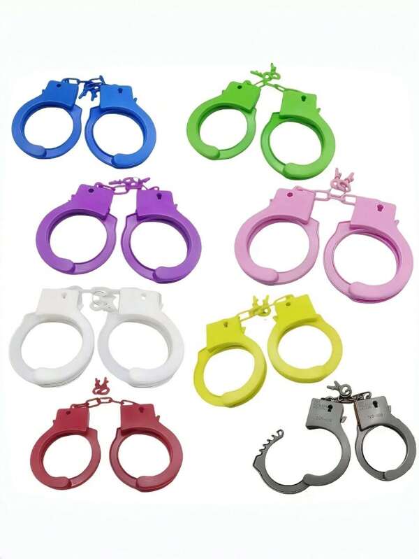 Accessoires de costume multicolores pour femmes et hommes, fausses menottes et clés, conviennent pour les blagues de fête d'Halloween, les accessoires de personnage pour le cosplay