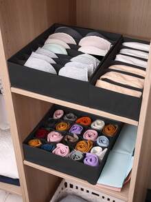 1 pièce Boîte de rangement pour sous-vêtements, boîte de rangement simple et unicolore pour armoire et tiroir de la maison pour les sous-vêtements, les chaussettes, les soutiens-gorge et les culottes. Décorations pour les fêtes, décoration de chambre, décoration de maison, décoration de chambre à coucher, organisateur, rangement de la maison, T-shirt blanc pour femmes, pantalon noir pour femmes, vêtements d'hiver pour dames, robe - Multicolore - Voir 5