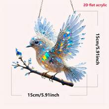 2d Flat, Hummingbird Sun Catcher - Acrylic Stained Glass Effect Hanging Decor With , Indoor_outdoor Holiday & Home Decor, No Electricity Needed, Outdoor Decoration, Intricate Feather Details, Bedroom, Living Room, Outdoor Decor, Indoor Outdoor Decor