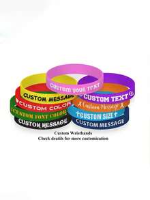 Personalized Printed Silicone Wristbands - Custom Text Bracelets For Weddings, Parties, Events, Sports And Causes, Custom Silicone Wristbands For Causes, Events, Fundraisers, Advocacy, Support Adult Pride Rubber Wristbands,Art Activities For Children - Multicolor - View 3
