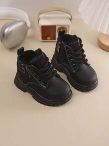 Kinder Schneestiefel für Herbst und Winter, neuer Schnür- und Reißverschluss-Stil, dick, warm, leicht, modische Outdoor-Schneestiefel