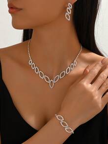 Conjunto de 4 piezas de joyería minimalista de moda con colgante, pulsera y aretes con forma de lágrima de ángel para uso diario de mujeres