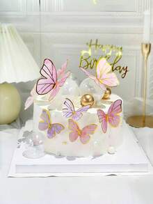 50 قطعة مصنوعة يدوية لتزيين كيك العيد، بطاقة شكل قلب، زخارف فراشات، شريط معدني وغراء، زخارف لولؤية، علامة نجمة عيد ميلاد، قابس قلب لولؤي، ديكور منظر الحلوى، زفاف إبداعي، حفلة عيد ميلاد