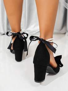 Sztuczne perły, kokarda, pasek, sandały na wysokim obcasie, motyle, eleganckie, wysokie obcasy, modny design, odkryte palce, gruby obcas, sandały na średnim obcasie, uniwersalne buty letnie na wakacje, randki, imprezy, styl księżniczki