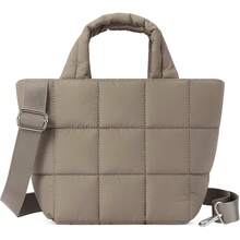 Quilted Puffer Crossbody Handbag - Small Women's Puffy Tote Bag With Padded Grid - Black - View 1