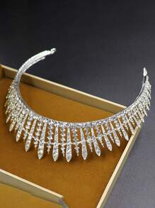 1 pièce Bandeau de mariée de luxe avec design de couronne de strass pour mariage, fête, diadème royal