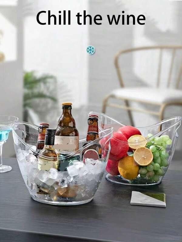 ABS Ice Bucket, Suitable For Parties, Outdoor Picnics, Bars, Champagne And Soda Coolers, She And Summer Beverages - Including Fruit Storage Baskets And Bar Use