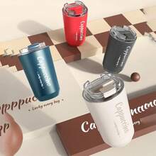1pc 380ml Double Wall Vacuum Stainless Steel Coffee Tumbler, Portable Insulated Travel Mug Suitable For Office Workers, Elegant Appearance, Convenient To Carry, Enjoy A High-Quality Lifestyle