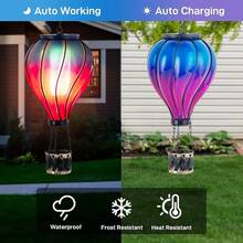 Starsoul Hot Balloon Solar Lantern With Flower Projection Metal Outdoor Waterproof Hot Balloon Solar Lights Hanging Lantern For Garden Yard Patio Decor - Purple+Blue - 查看 4