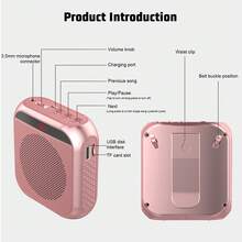 Rechargeable Voice Amplifier - 2200mAh Portable PA System With Headset Mic For Teachers & Presenters Christmas Gifts - Pink - View 5