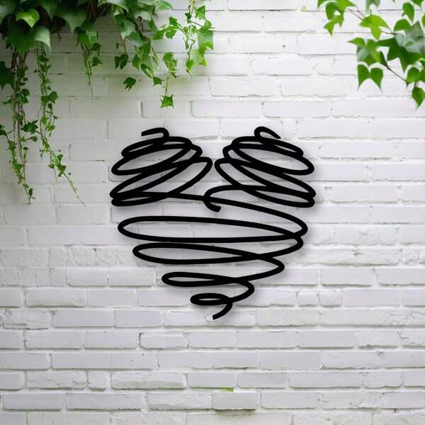 1 pièce Décoration murale minimaliste moderne en métal en forme de cœur, sculpture en fer élégante à suspendre, décoration polyvalente pour la maison, le bureau ou le café, sans électricité, cadeau idéal pour la Saint-Valentin