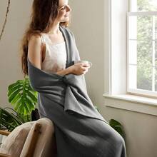 % Cotton Twin XL Size Bed Blanket - Breathable, Lightweight, Soft Cozy Herringbone Woven Summer Blanket College Dorm, White, 66x90 Inches - 00 - 深灰色 - 查看 2