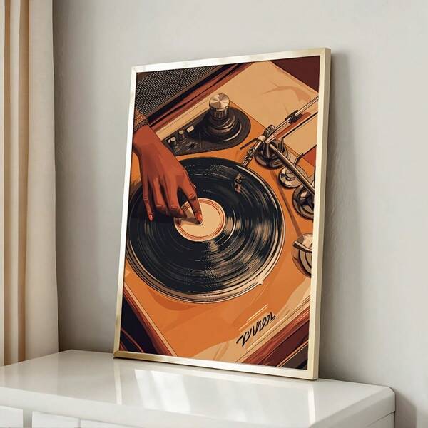 1pc Gift Vintage Music Turntable Wall Arts Posters DJ Retro Canvas Print Minimalist Art Decor For Living Room Bedroom Dorm No Frame