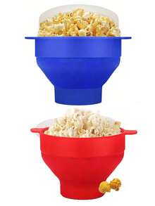 1 cái/2 cái Máy làm bỏng ngô bằng lò vi sóng silicon có thể gập lại, Luôn có sẵn khí nóng và dầu - Hầu hết các màu (Đỏ/Xanh lam) Có thể sử dụng với máy rửa chén, Tay cầm chịu nhiệt, Phù hợp với quy mô gia đình, Nhanh chóng và dễ dàng thưởng thức đồ ăn nhẹ tại nhà, Bát đựng bỏng ngô bằng khí nóng có nắp đậy - Nhiều màu - Xem 13