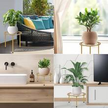 Nuevo set de 5 soportes metálicos para plantas, soportes de planta de hierro antioxidante para interiores y exteriores, soportes de maceta resistentes para varias plantas, soporte para macetas negras para el jardín y el hogar (set de 5, dorado) - Paquete de 5 dorados - Ver 6