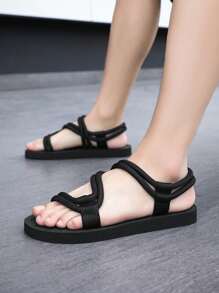 Men's Summer Lace-Up Flat Sports Sandals, Lightweight Anti-Slip Water Shoes For Outdoor Beach