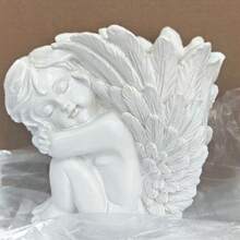 1pc Polyresin Angel Figurine Flower Pot,Handicraft,White Baby Cherub Wings Fairy Garden Statue Flower Pot For Indoor Or Outdoor Landscape Lawn Decor, Home Decor,Garden Decor,Pen Holder Living Room Decoration,Spring Decor