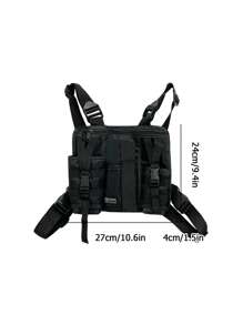 1 Pieza Bolso multifuncional para el pecho de hombre, mochila táctica, bolsa deportiva, bolso de herramientas, diseño sencillo y versátil con múltiples bolsillos, ligero y portátil, diseño de personalidad de unicolor de tela de Oxford, con correa ajustable, bolso casual para uso diario, bolso de viaje, negocios, universidad, compras, deportes