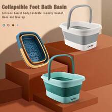 Collapsible Foot Bath Basin For Soaking Feet,Foot Soak Tub,Plastic Foot Bucket With Handles And Massage Acupoint,Foldable Laundry Basket-Gery - Grey - View 6
