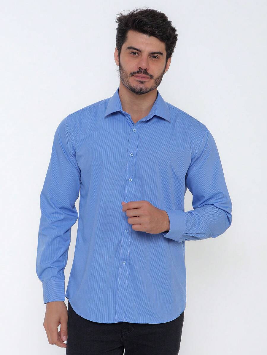 Rand paul Men's Long Sleeve Striped Dress Shirt, Easy Iron Egyptian Cotton Fabric