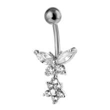 1 pièce Anneau de nombril en acier inoxydable 316 avec strass, bijou de piercing de bouton de ventre personnalisé