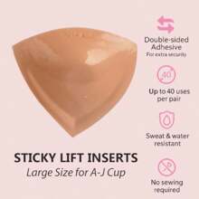 LookLarge Size Lift Inserts Sticky Bra Lightly Padded For Large Bust Adhesive Lifting Bras For D+ Cup Reusable!