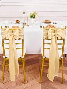 10 chiếc nơ satin màu sâm panh dùng để trang trí ghế, ruy băng lụa cho tiệc chiêu đãi, sinh nhật, sự kiện, tiệc liên hoan, tiệc cưới tại khách sạn. - Rượu sâm banh - Xem 3