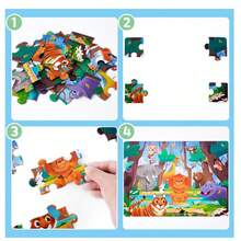 4-in-1 Lernpuzzle für Kinder von 3-6 Jahren - Themen Dinosaurier, Bauernhof, Prinzessin und Transport. Jeder Set enthält 1 Puzzle (24 Teile) und 1 Anleitung, entwickelt um die Neugier und Konzentration von Kindern mit einfachen Szenenillustrationen zu fördern. - Verschiedenfarbig - Übersicht 5