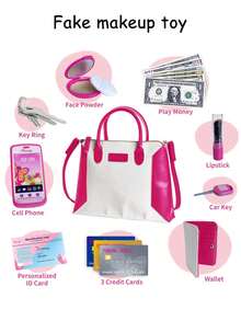 Kids Flamingo Makeup Bag Set (Not Real Makeup Toys), Purple Handbag Set, Party Interaction Game, Parent-Child Interaction, Role Play Makeup Simulation (No Color Painting), Halloween Christmas Gift - Multicolor - View 6