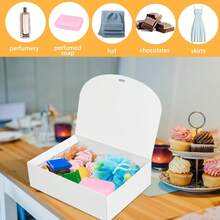 10 Pieces White, Black, Pink, Wood Color- Gift Box With Lid, Gift Box With Ribbon For Bridesmaid Proposal Box, Gift Box For Wedding, Anniversary, Bridal Shower And Other Parties, Valentine's Day Gifts, Valentine's Day - 白色 - 查看 5