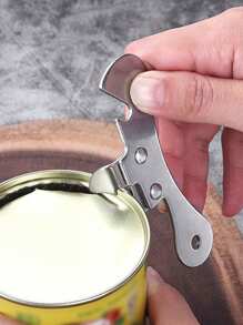 1 pieza Abrelatas manual de acero inoxidable. Abrelatas multifuncional, agarre ergonómico, con abridor de tapas de botellas integrado, herramienta de cocina