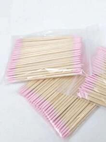 100支/200支装指甲木棉签清洁棒棉签头木头美甲细节修正器指甲油卸除器美甲工具（部分款式随机）