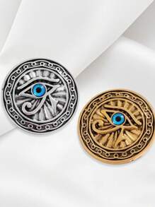 1pc Retro Egyptian Eye Of Horus Brooch, Unique Blue Eye Round Tag Copper Alloy Casual/Vintage Coat Accessory Gift Backpack For School