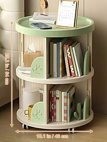 Bookshelf With Wheels,  Book Display Case, Book Stand, Space Saving Book Shelf, Home Storage, Room Decor Bookcase, Small Bookshelf For Living Room Bedroom, Dorm,  Office, Modern Style - 綠色 - 查看 6