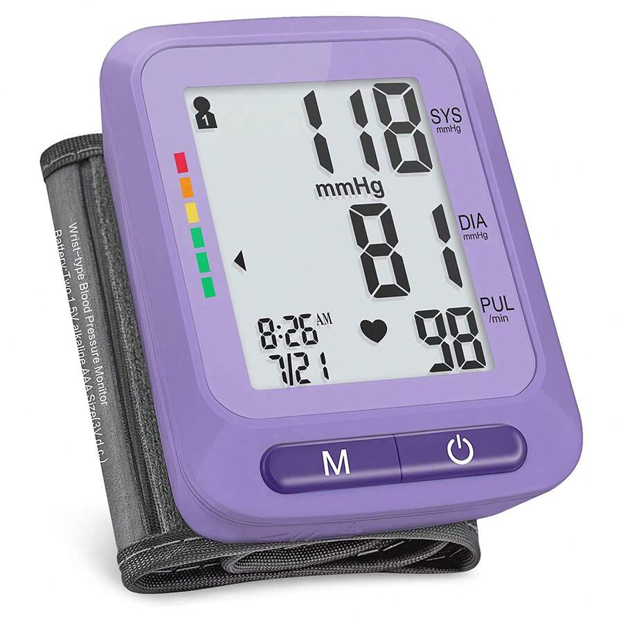 sejoy Automatic Wrist Blood Pressure Monitor BP Cuff Gauge Heart Rate Machine - Purple - View 1