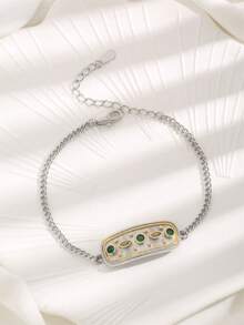 1件高品质18K镀金铜手链，镶嵌彩色锆石，适合女性日常佩戴和节日礼物 - 彩色 - 查看 1